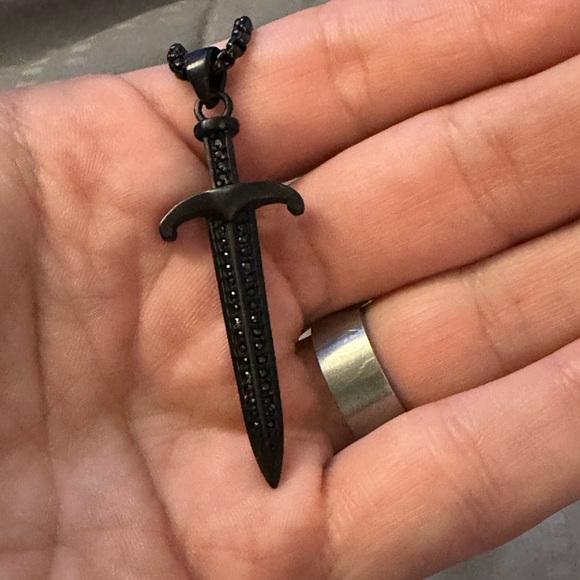 Sword Pendant Box Chain Necklace - Picture 2 of 4